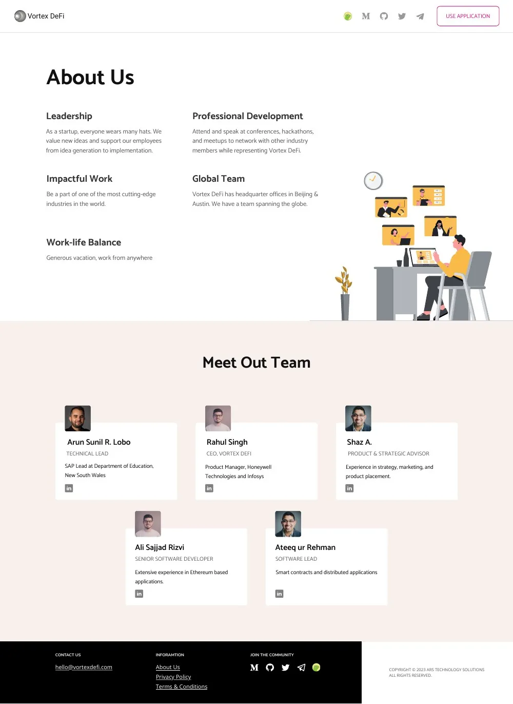 Vortex DeFi redesign: The redesigned home page.